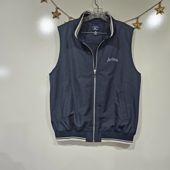 Cutter & Buck Jim Beam Vintage Blue White Sleeveless Vest Windbreaker Size Large - Picture 1 of 11